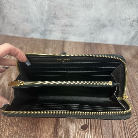 SAINT LAURENT Calfskin Pink Leopard Classic Letters Zip Around Wallet​ EUC RARE​ - Picture 6 of 12